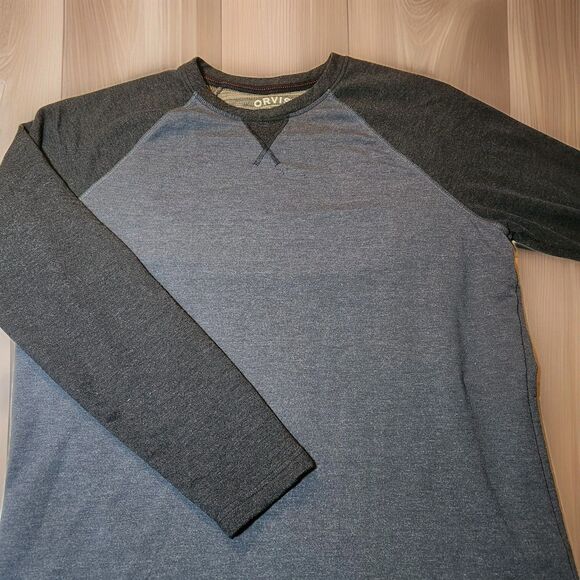 Orvis Classic Collection Long Sleeve Raglan Tee T-Shirt Mens LG Navy and Blue - Picture 1 of 3